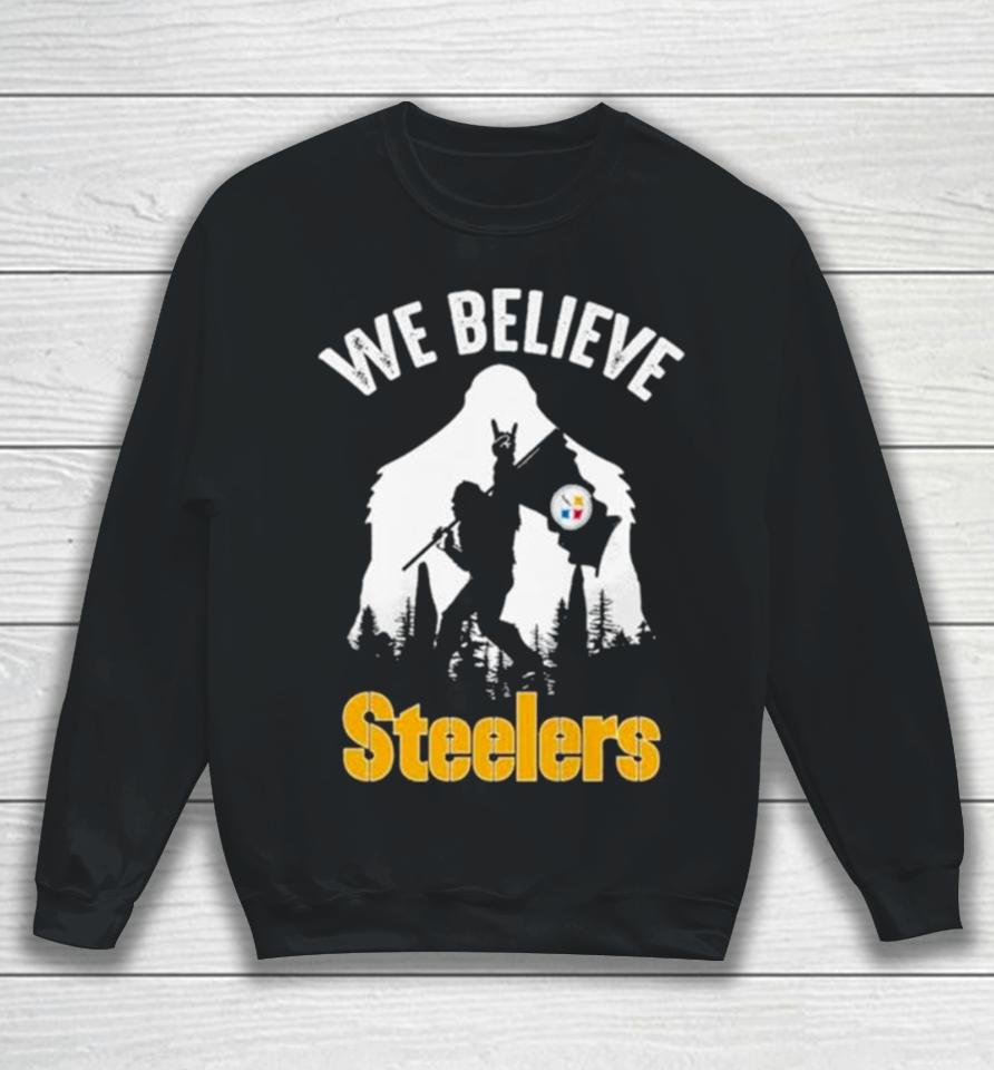 Bigfoot We Believe Pittsburgh Steelers Nfl Flag Sweatshirt