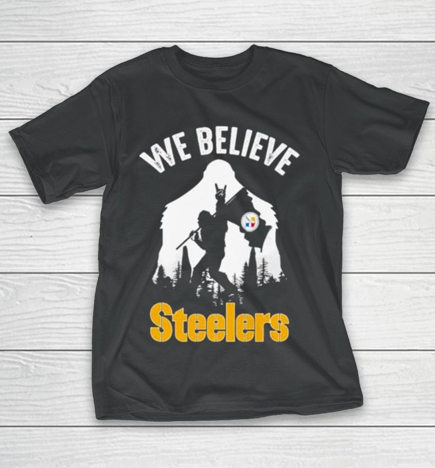 Bigfoot We Believe Pittsburgh Steelers Nfl Flag T-Shirt