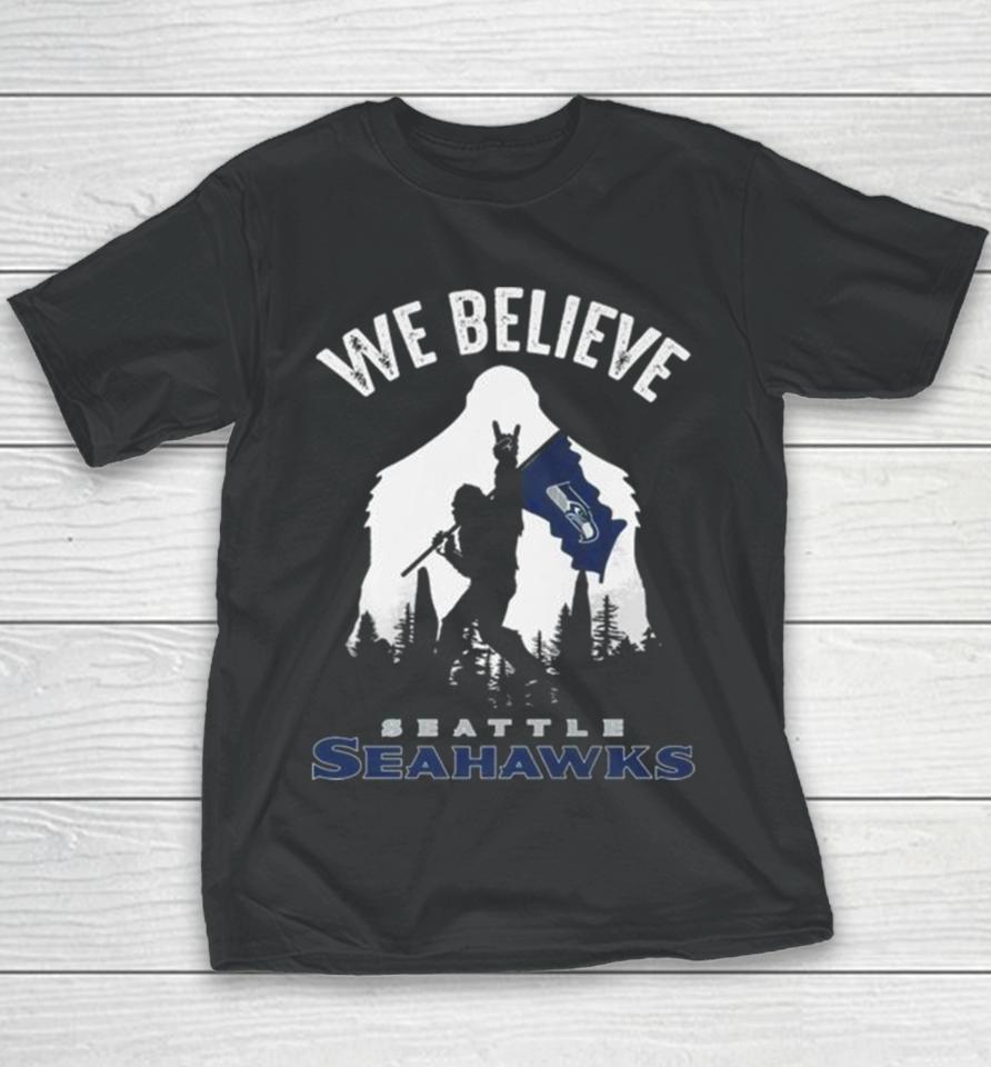Bigfoot We Believe Seattle Seahawks 2024 Youth T-Shirt