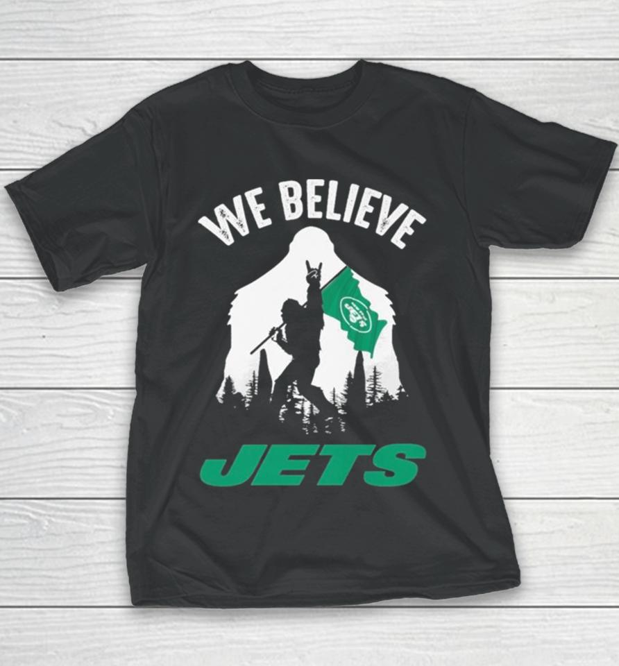Bigfoot With Flag We Believe New York Jets 2024 Youth T-Shirt