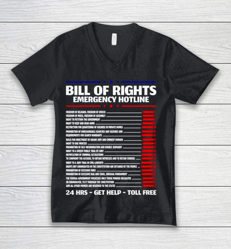 Bill Of Rights Emergency Hotline Amendments Of Constitution Unisex V-Neck T-Shirt
