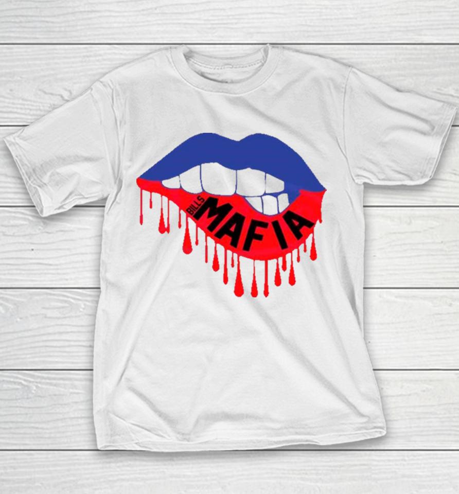 Bills Mafia Lips Buffalo Football Youth T-Shirt