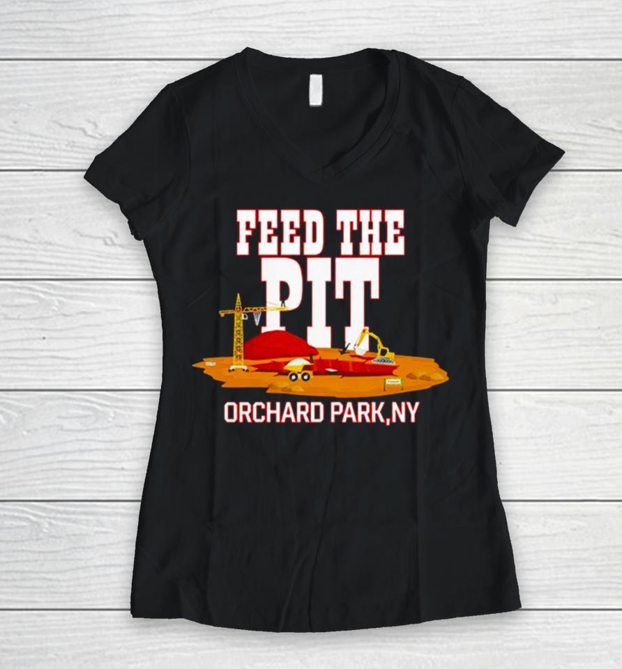 Billsmafia Feed The Pit Orchard Park Women V-Neck T-Shirt