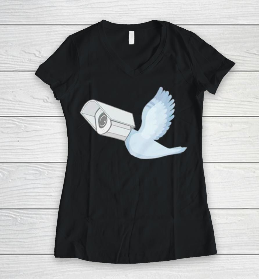 Bird Camera Funny Women V-Neck T-Shirt