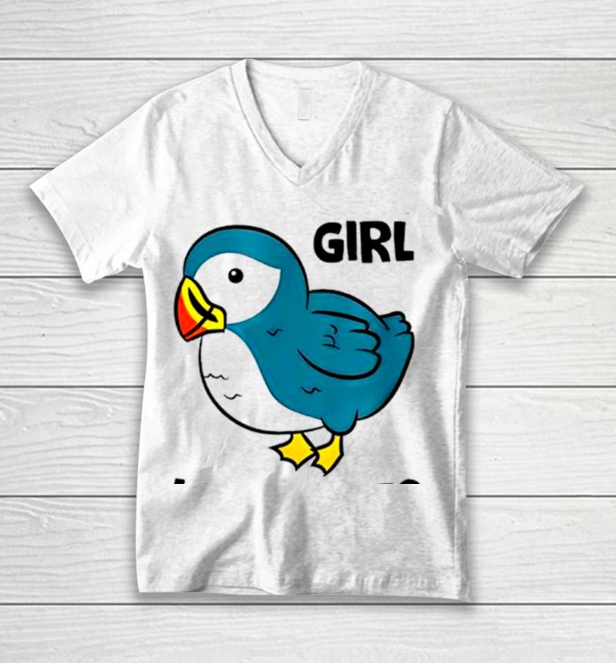 Birds Just A Girl Who Loves Puffins Unisex V-Neck T-Shirt