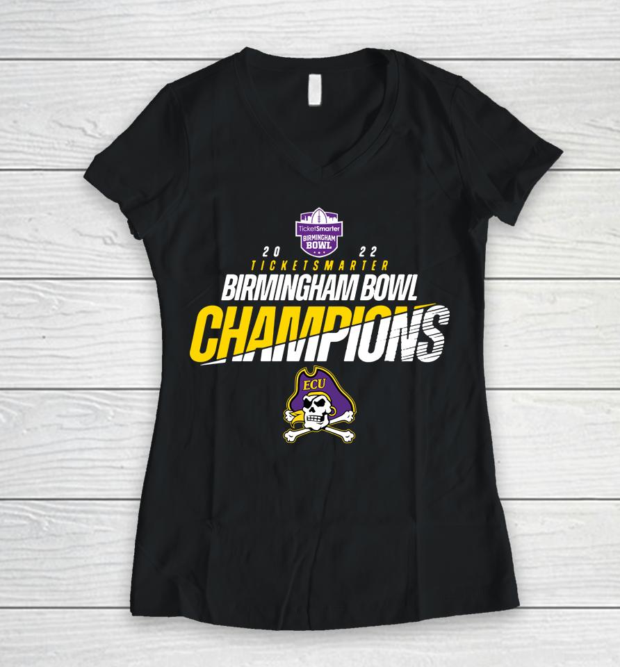 Birmingham Bowl 2022 East Carolina Ncaa Champion Women V-Neck T-Shirt