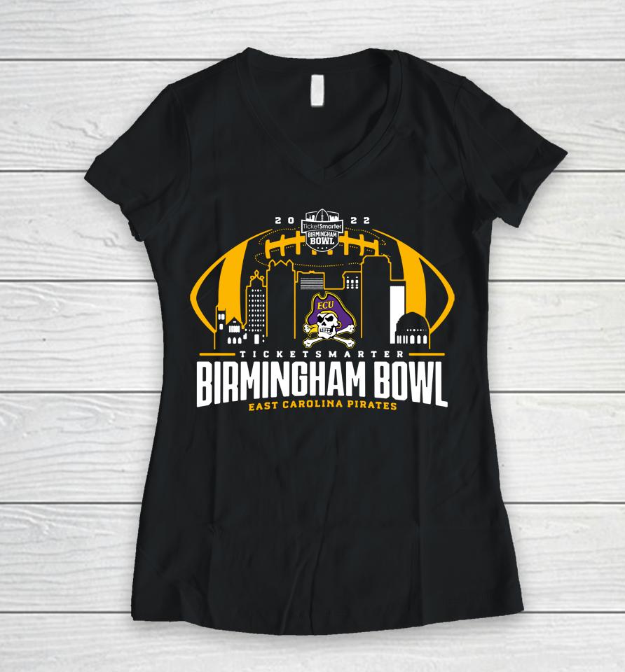 Birmingham Bowl 2022 East Carolina Pirates Playoss Women V-Neck T-Shirt
