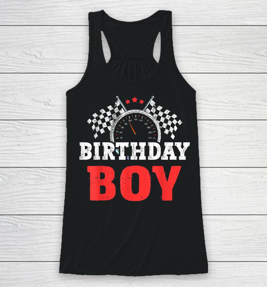 Birthday Boy Race Car Racing Car Driver Birthday Crew Racerback Tank