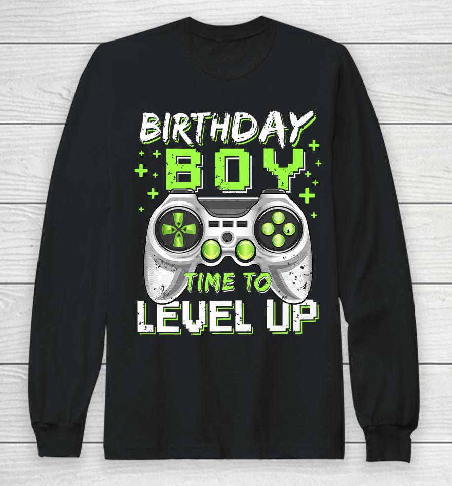Birthday Boy Time To Level Up Video Game Birthday Gamer Long Sleeve T-Shirt
