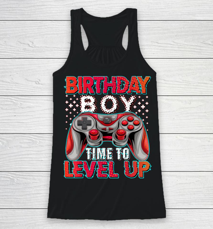 Birthday Boy Time To Level Up Video Game Birthday Gifts Boys Racerback Tank
