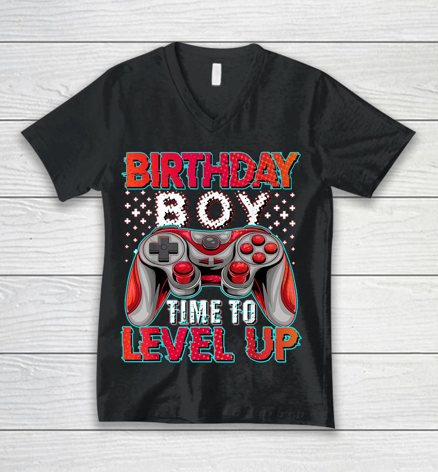 Birthday Boy Time To Level Up Video Game Birthday Gifts Boys Unisex V-Neck T-Shirt
