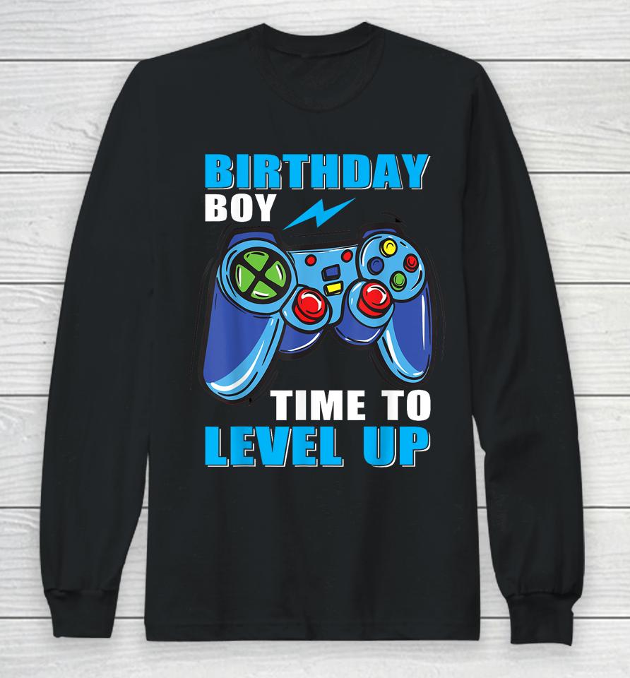 Birthday Boy Time To Level Up Video Game Boys Long Sleeve T-Shirt