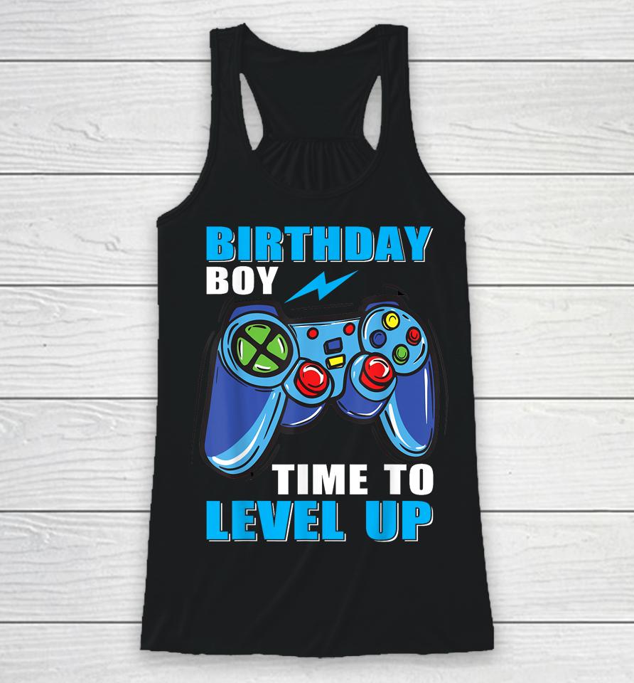 Birthday Boy Time To Level Up Video Game Boys Racerback Tank