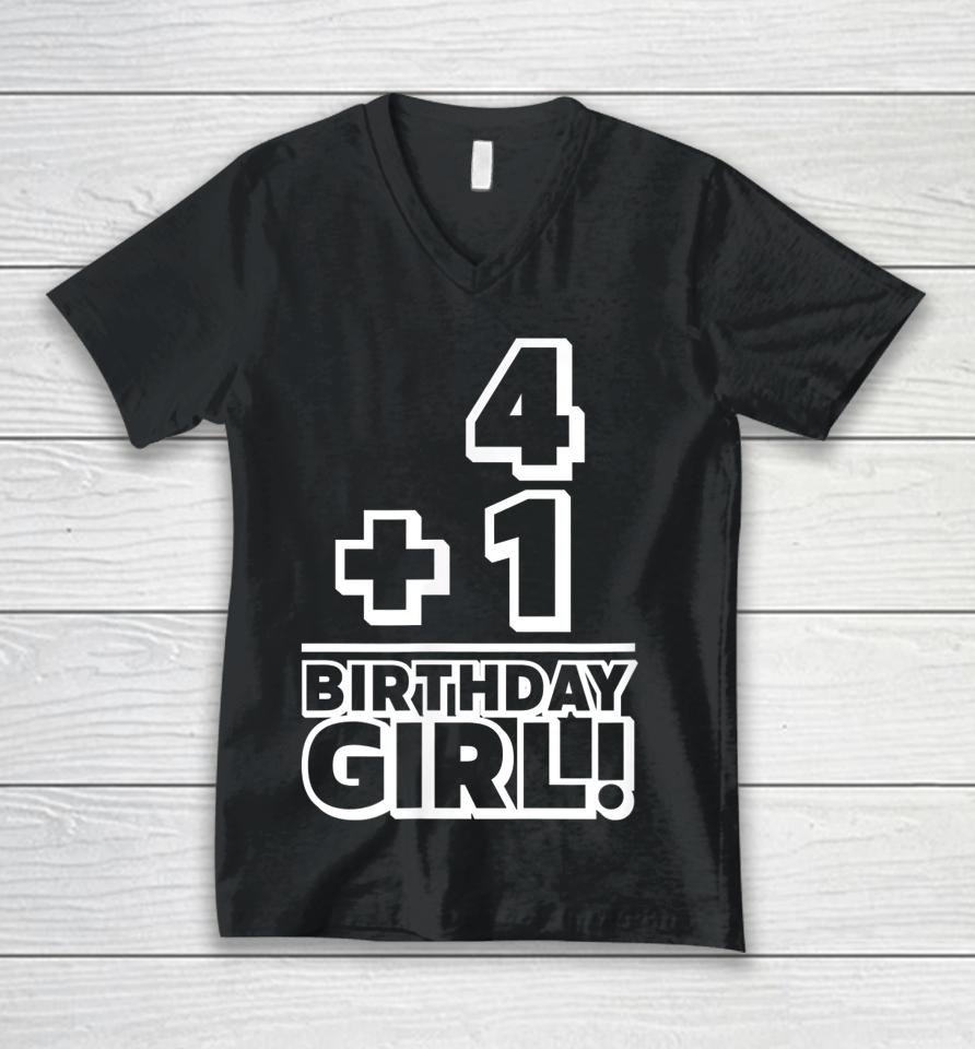 Birthday Girl Fifth Bday Gift Five Year 5Th Birthday Unisex V-Neck T-Shirt