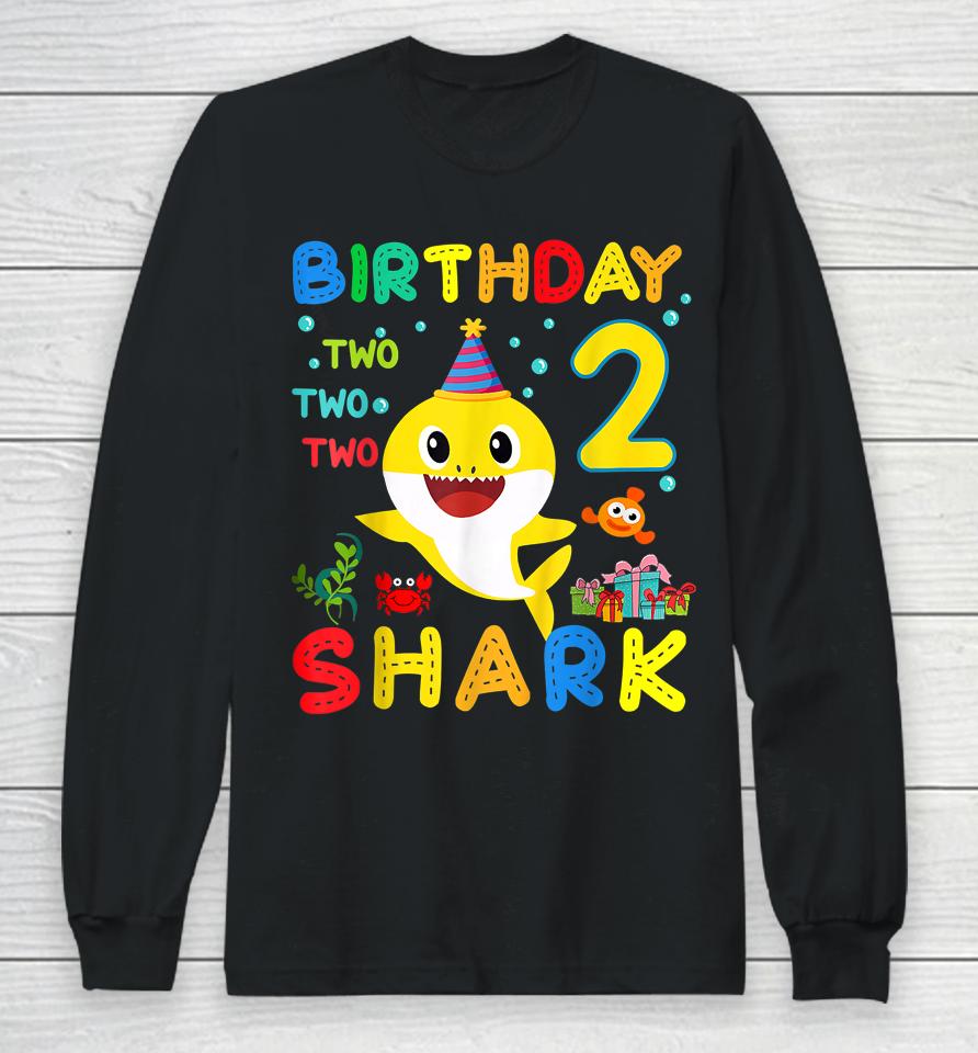 Birthday Kids Shark 2 Year Old 2Nd Birthday Matching Family Long Sleeve T-Shirt