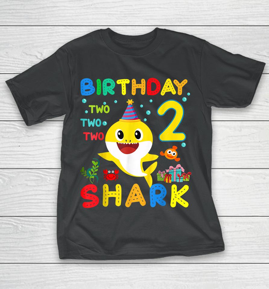 Birthday Kids Shark 2 Year Old 2Nd Birthday Matching Family T-Shirt