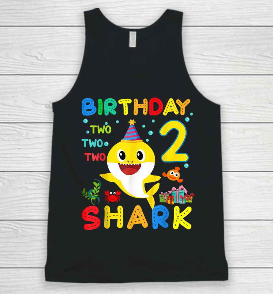 Birthday Kids Shark 2 Year Old 2Nd Birthday Matching Family Unisex Tank Top