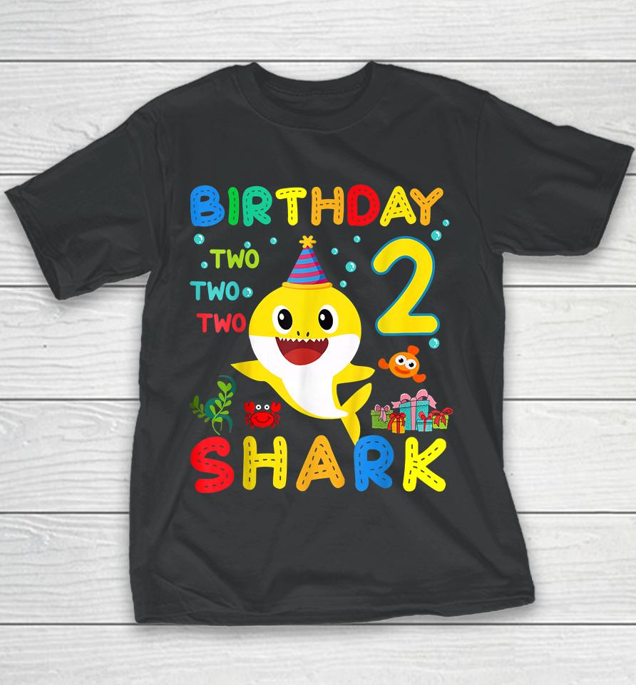 Birthday Kids Shark 2 Year Old 2Nd Birthday Matching Family Youth T-Shirt