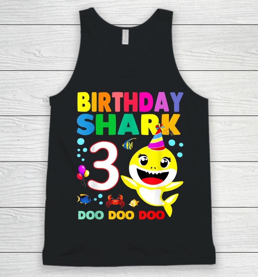 Birthday Kids Shark Shirt 3 Years Old 3Rd Family Mother's Unisex Tank Top