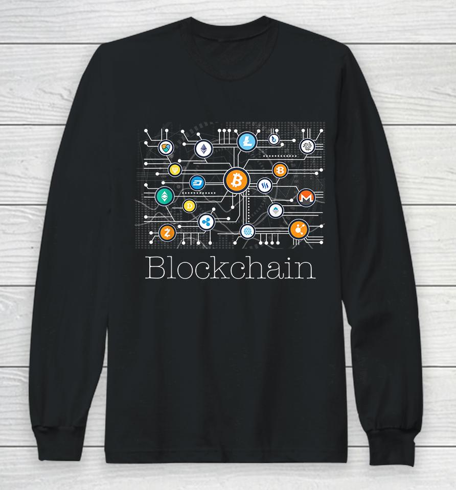 Bitcoin Btc Blockchain Cryptocurrency Long Sleeve T-Shirt