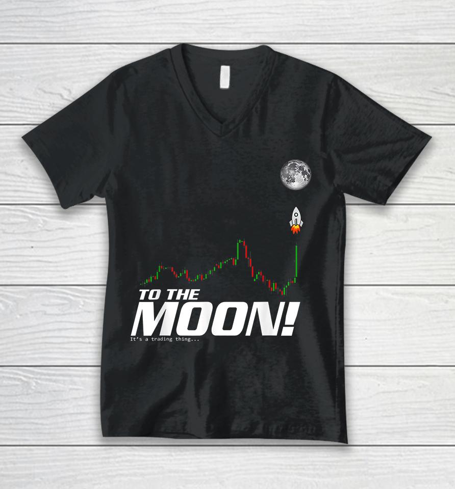 Bitcoin Btc Crypto To The Moon Unisex V-Neck T-Shirt