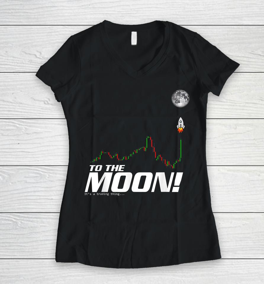 Bitcoin Btc Crypto To The Moon Women V-Neck T-Shirt