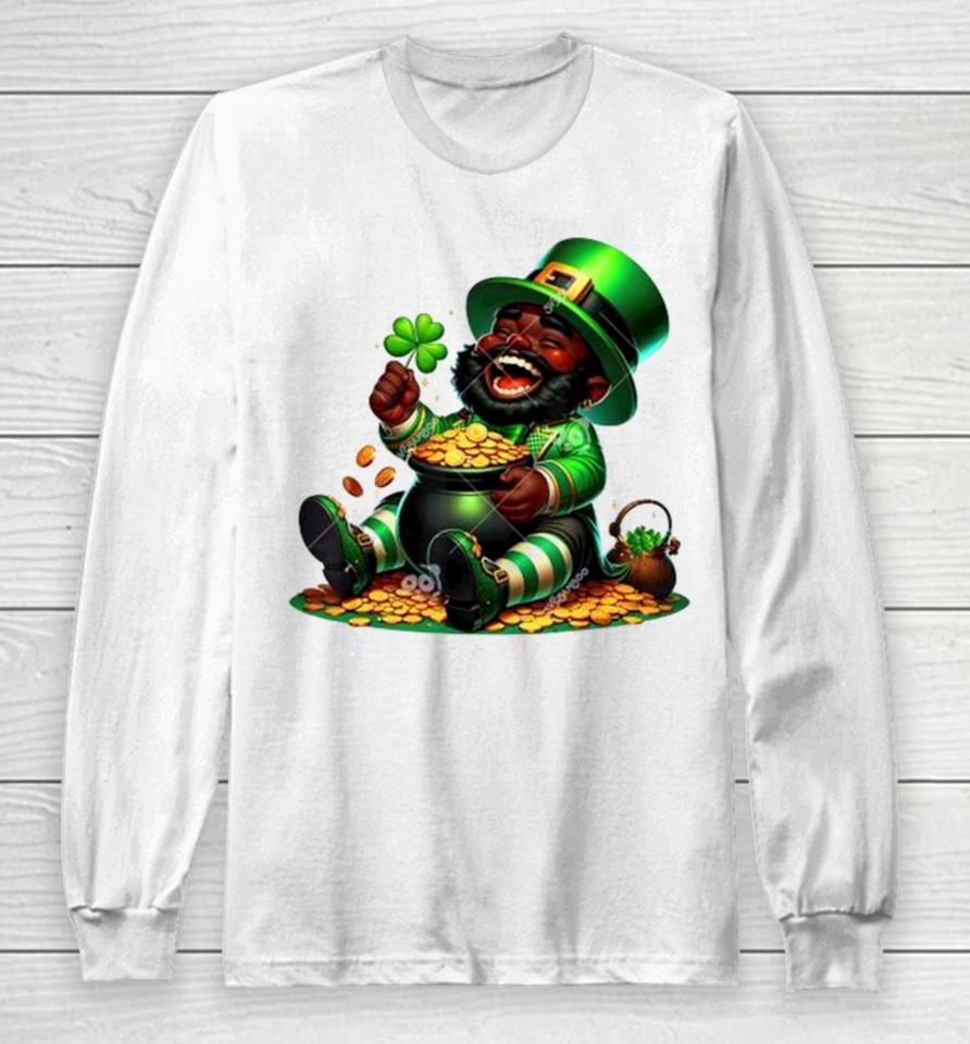 Black African American Leprechaun Gold Saint Patrick’s Day Long Sleeve T-Shirt
