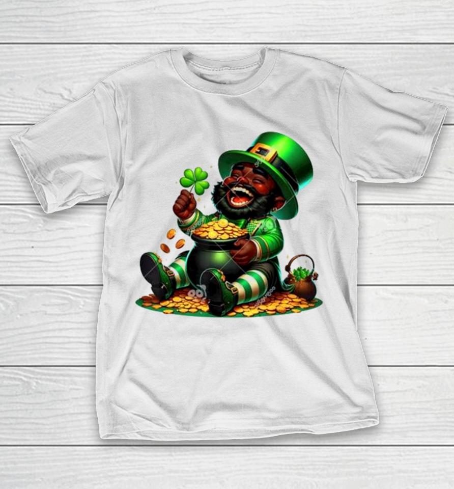 Black African American Leprechaun Gold Saint Patrick’s Day T-Shirt