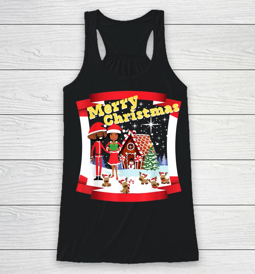 Black African American Santa And Mr And Mrs Claus For Xmas Racerback Tank