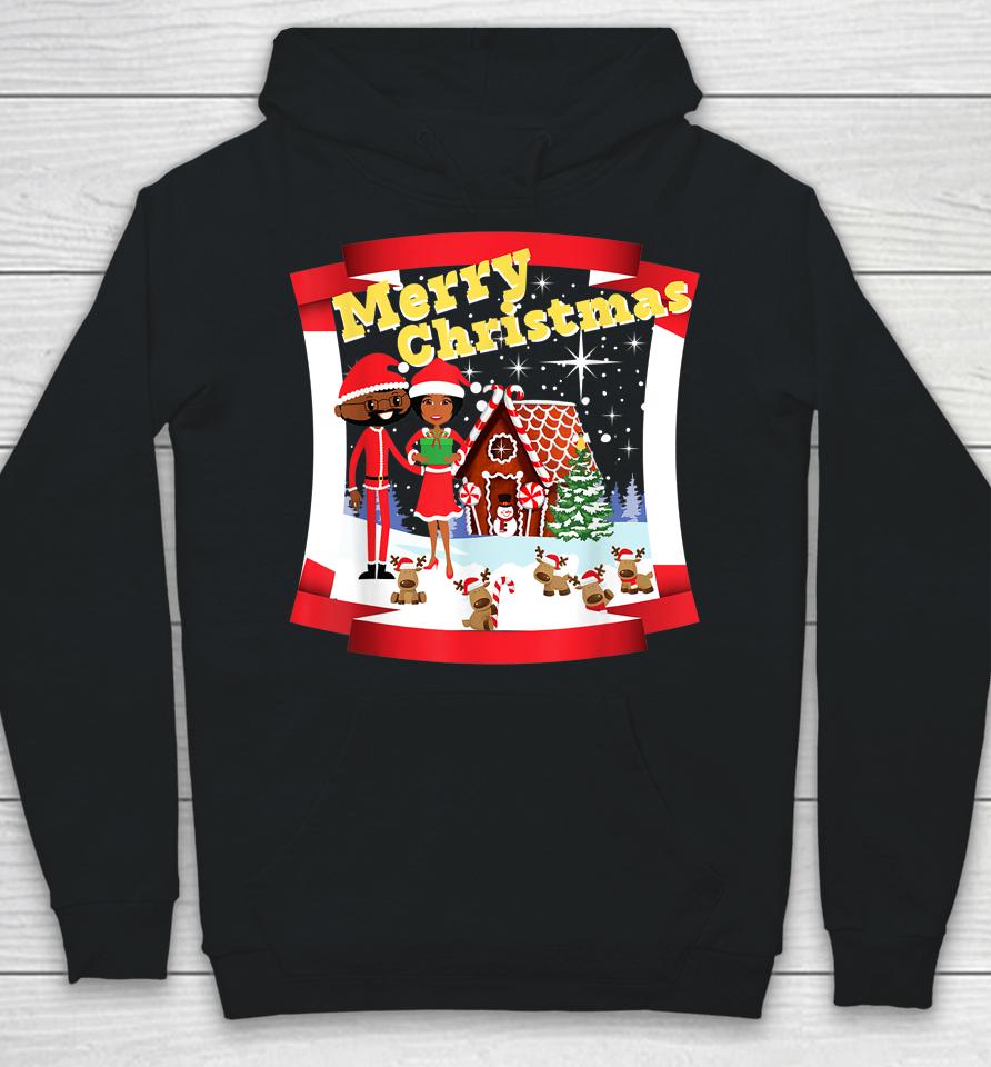 Black African American Santa And Mr And Mrs Claus For Xmas Hoodie