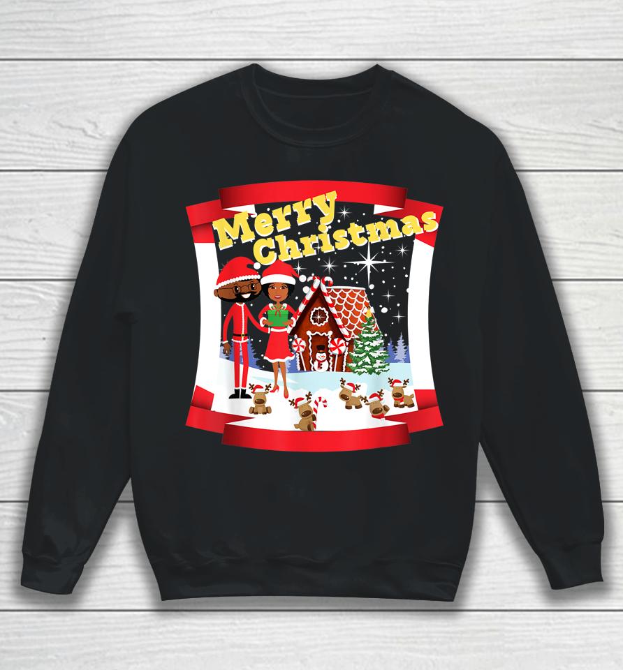 Black African American Santa And Mr And Mrs Claus For Xmas Sweatshirt