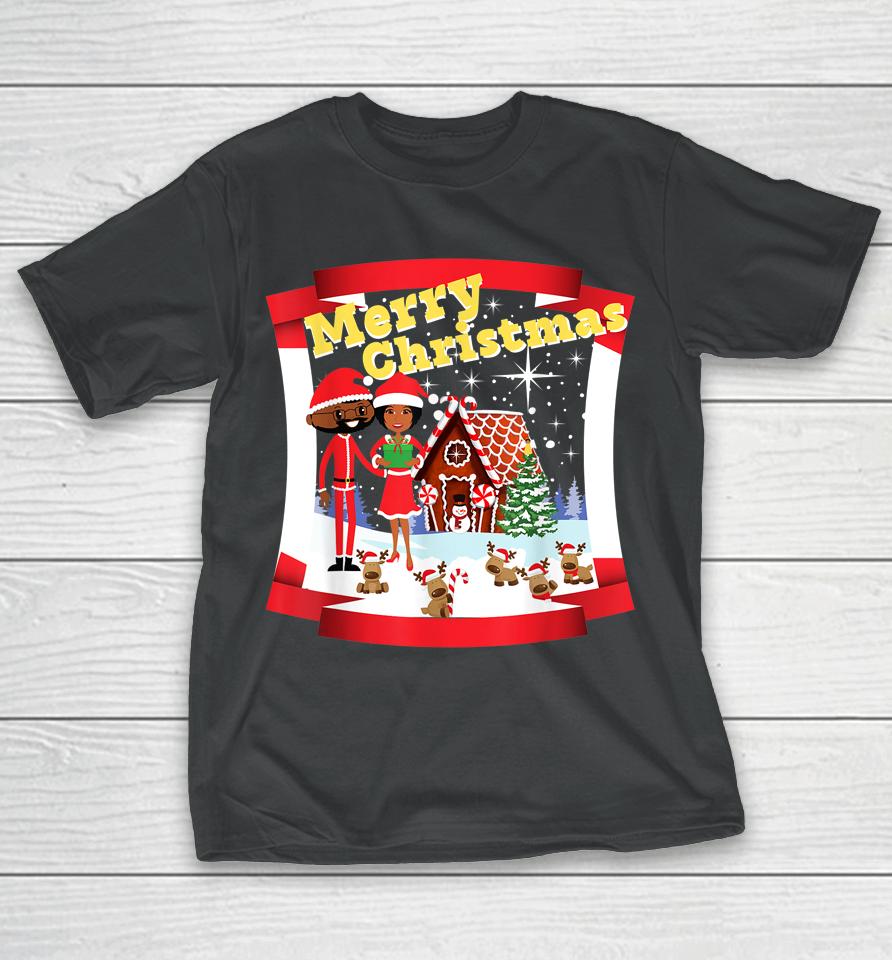 Black African American Santa And Mr And Mrs Claus For Xmas T-Shirt