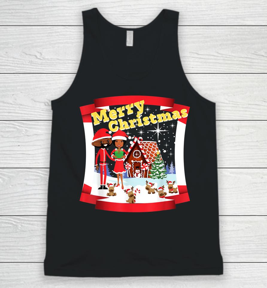 Black African American Santa And Mr And Mrs Claus For Xmas Unisex Tank Top