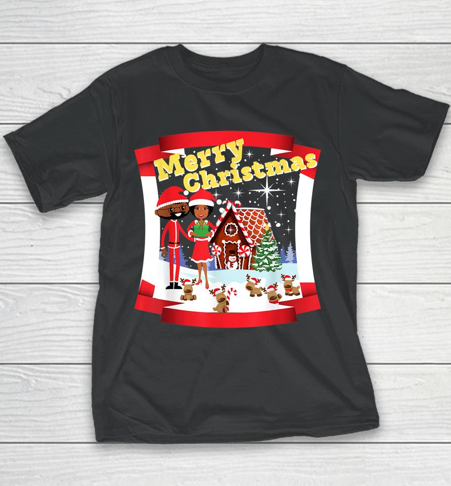 Black African American Santa And Mr And Mrs Claus For Xmas Youth T-Shirt