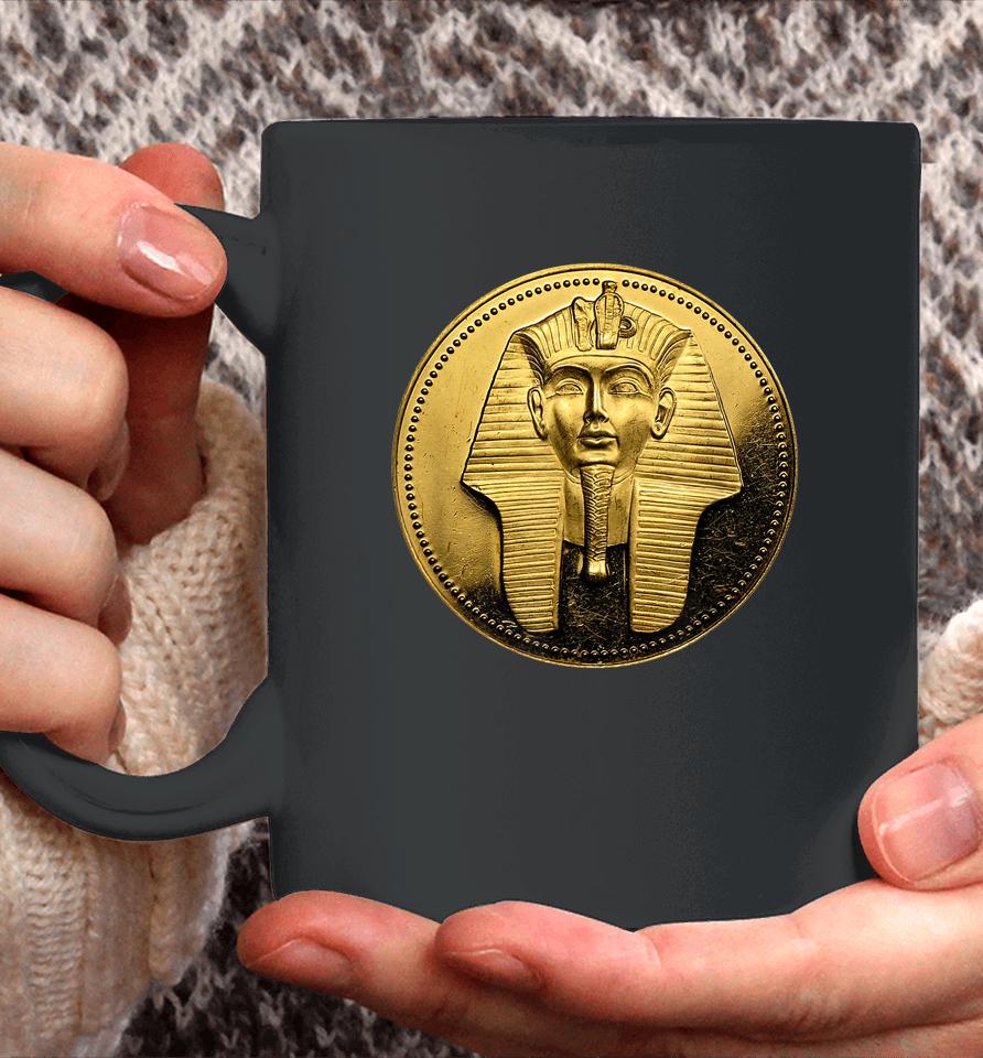 Black Ancient Egyptian Golden Pharoah Coin King Tut Coffee Mug