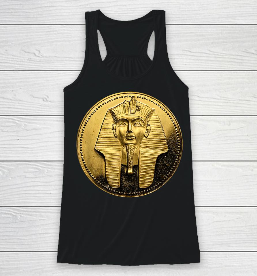 Black Ancient Egyptian Golden Pharoah Coin King Tut Racerback Tank