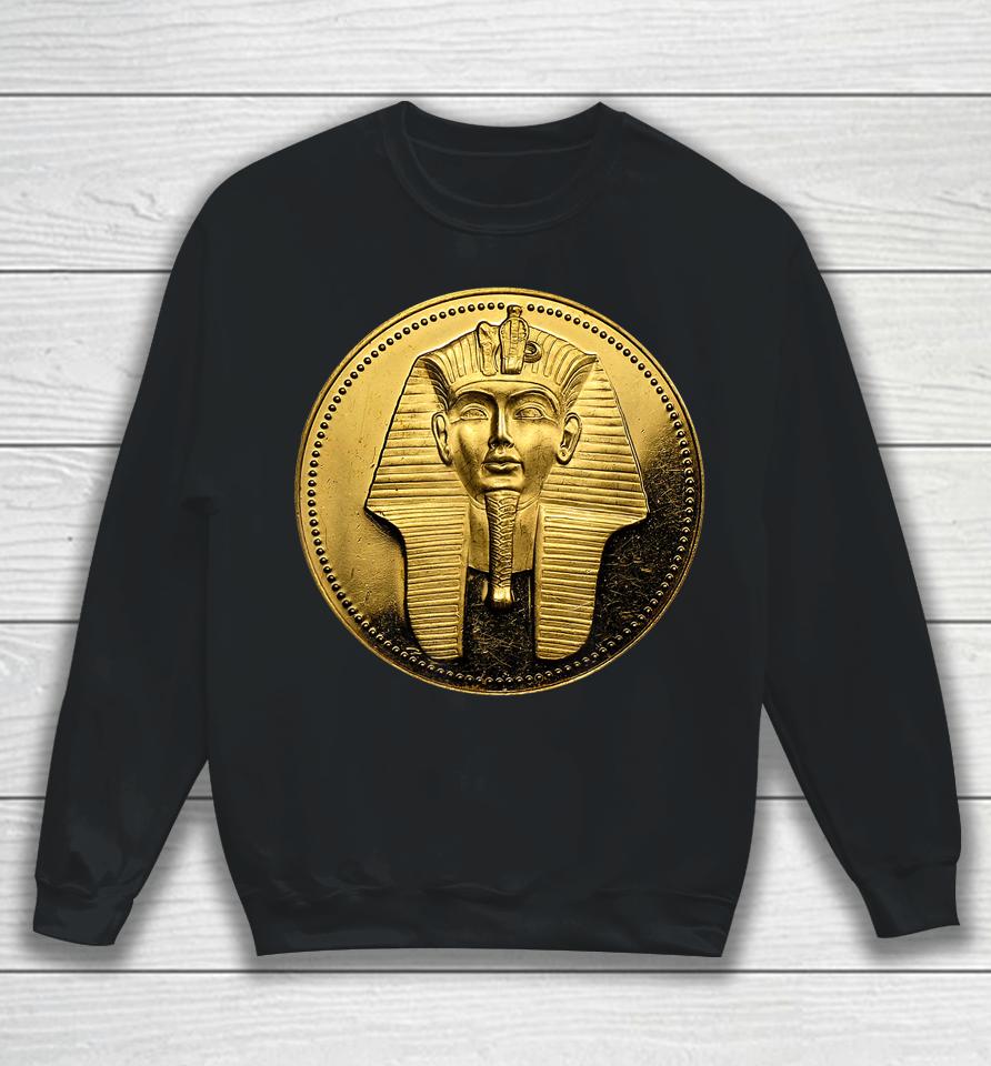 Black Ancient Egyptian Golden Pharoah Coin King Tut Sweatshirt