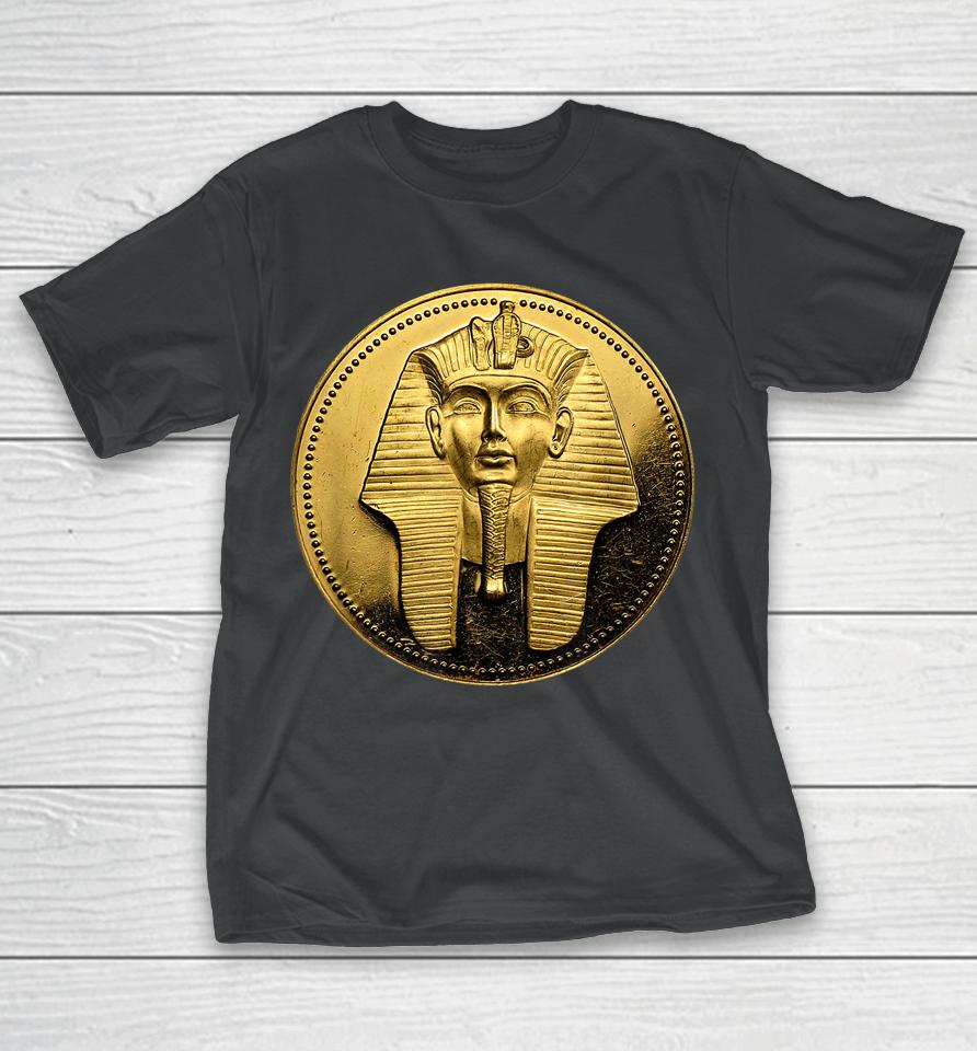 Black Ancient Egyptian Golden Pharoah Coin King Tut T-Shirt