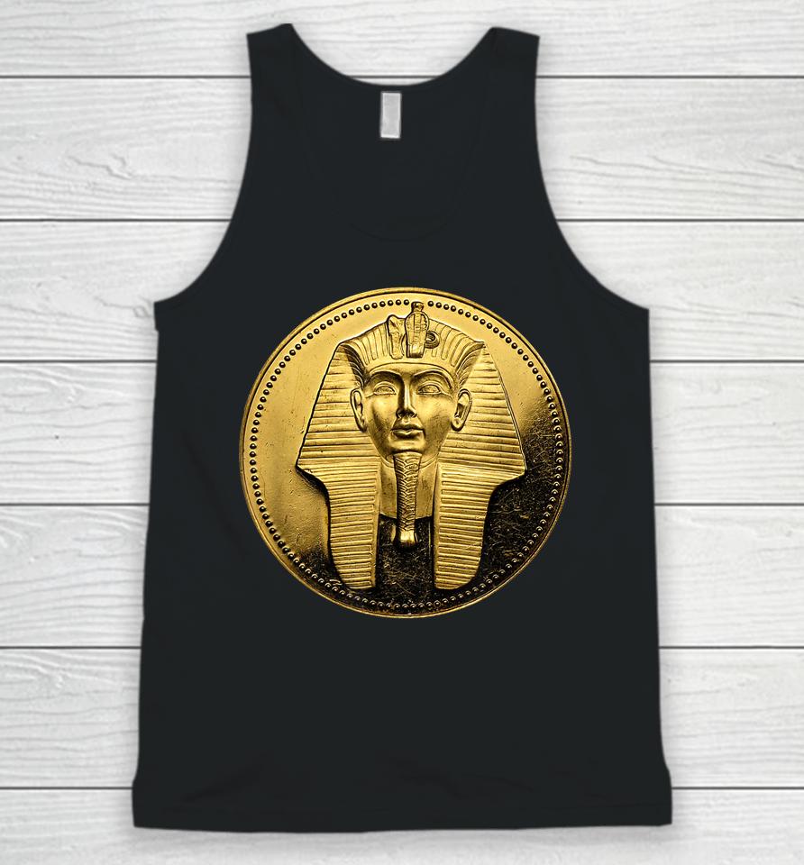Black Ancient Egyptian Golden Pharoah Coin King Tut Unisex Tank Top