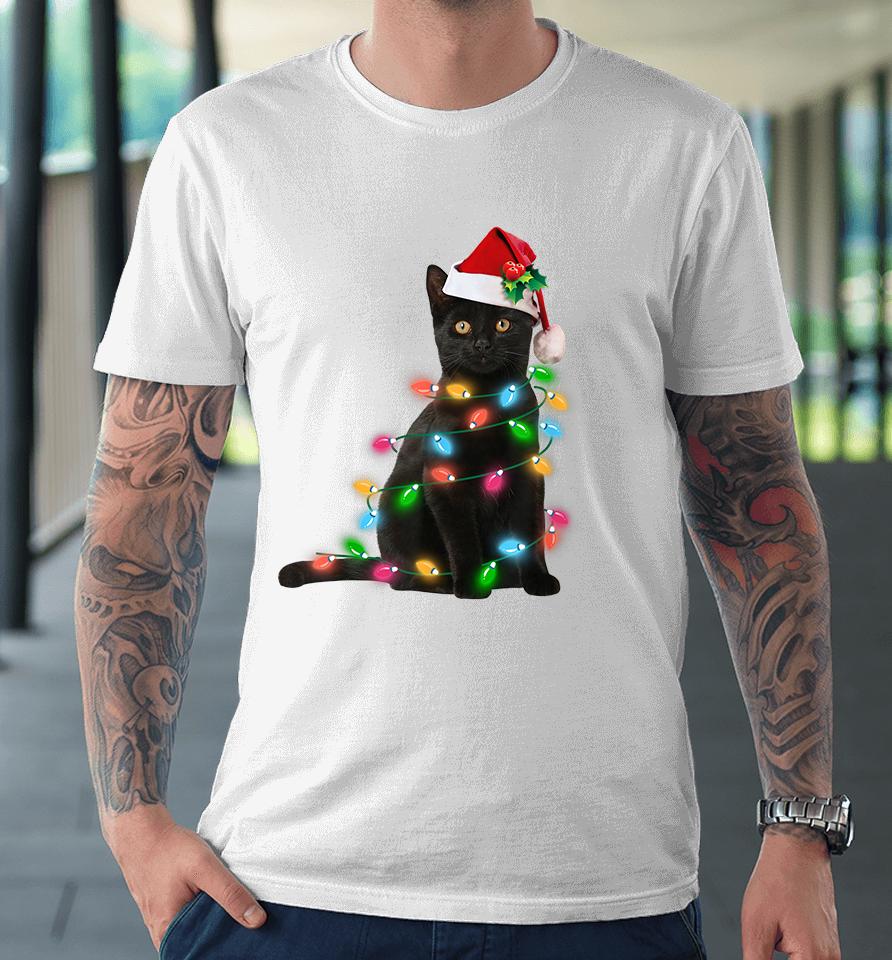 Black Cat Christmas Light Premium T-Shirt