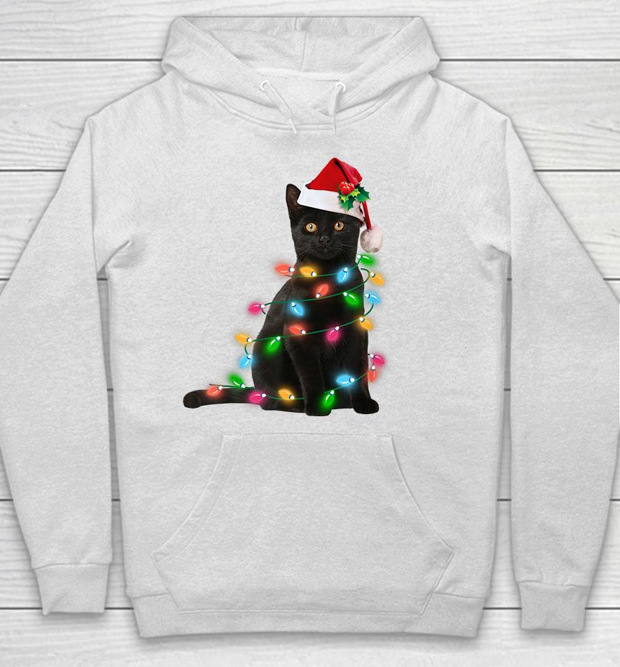 Black Cat Christmas Light Hoodie