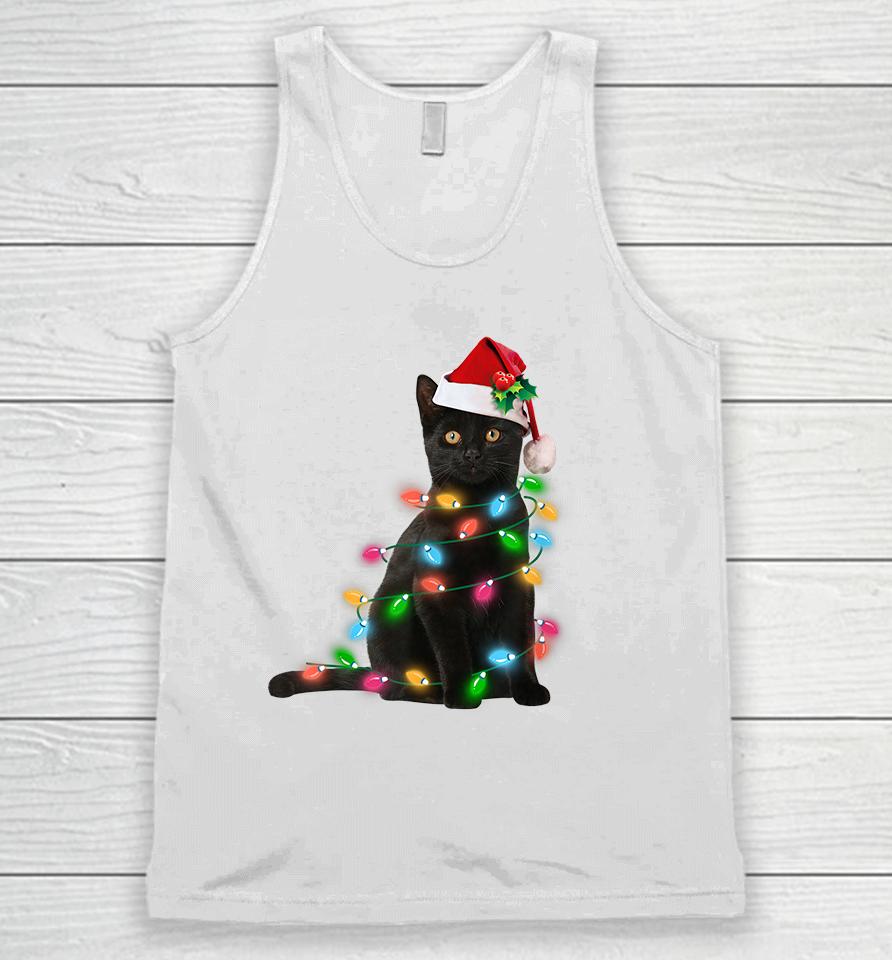 Black Cat Christmas Light Unisex Tank Top