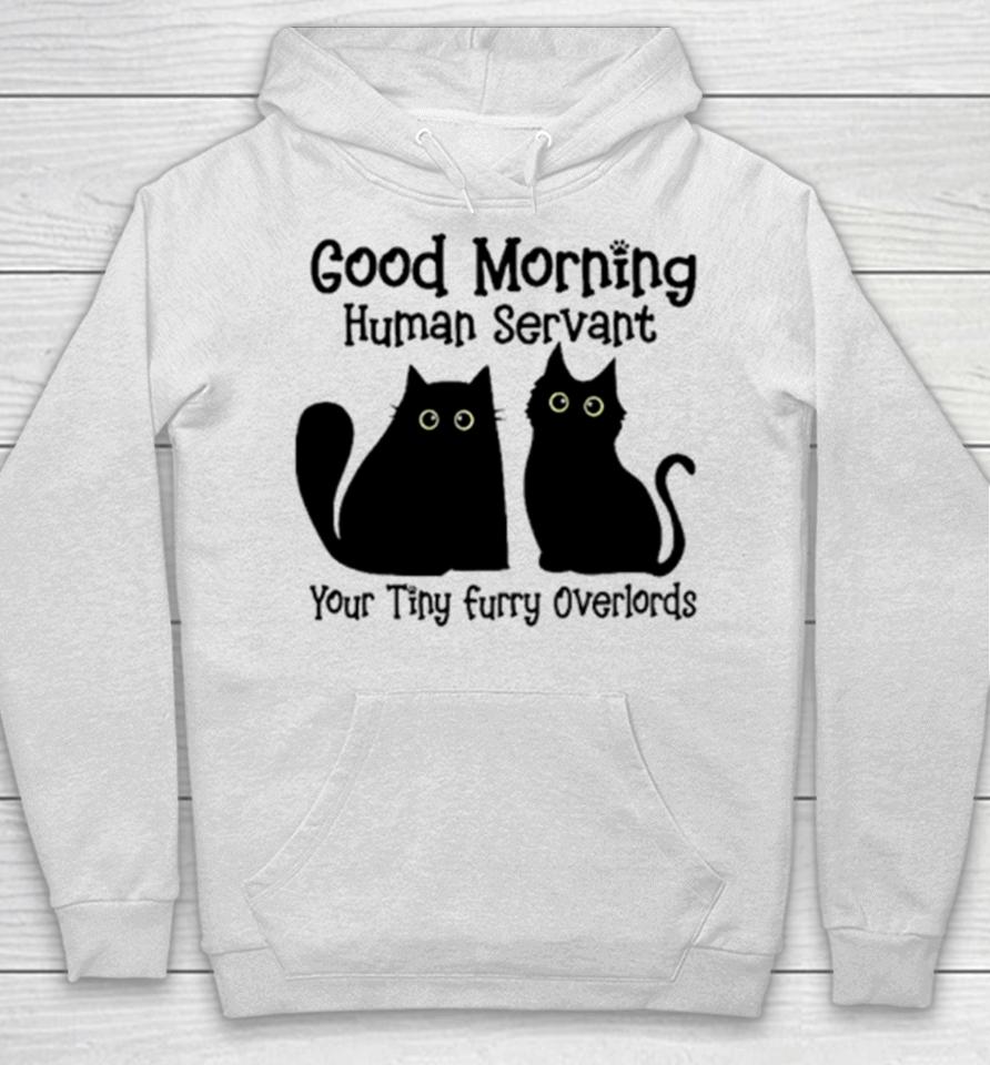 Black Cat Good Morning Human Servant Your Tiny Furry Overlords Hoodie