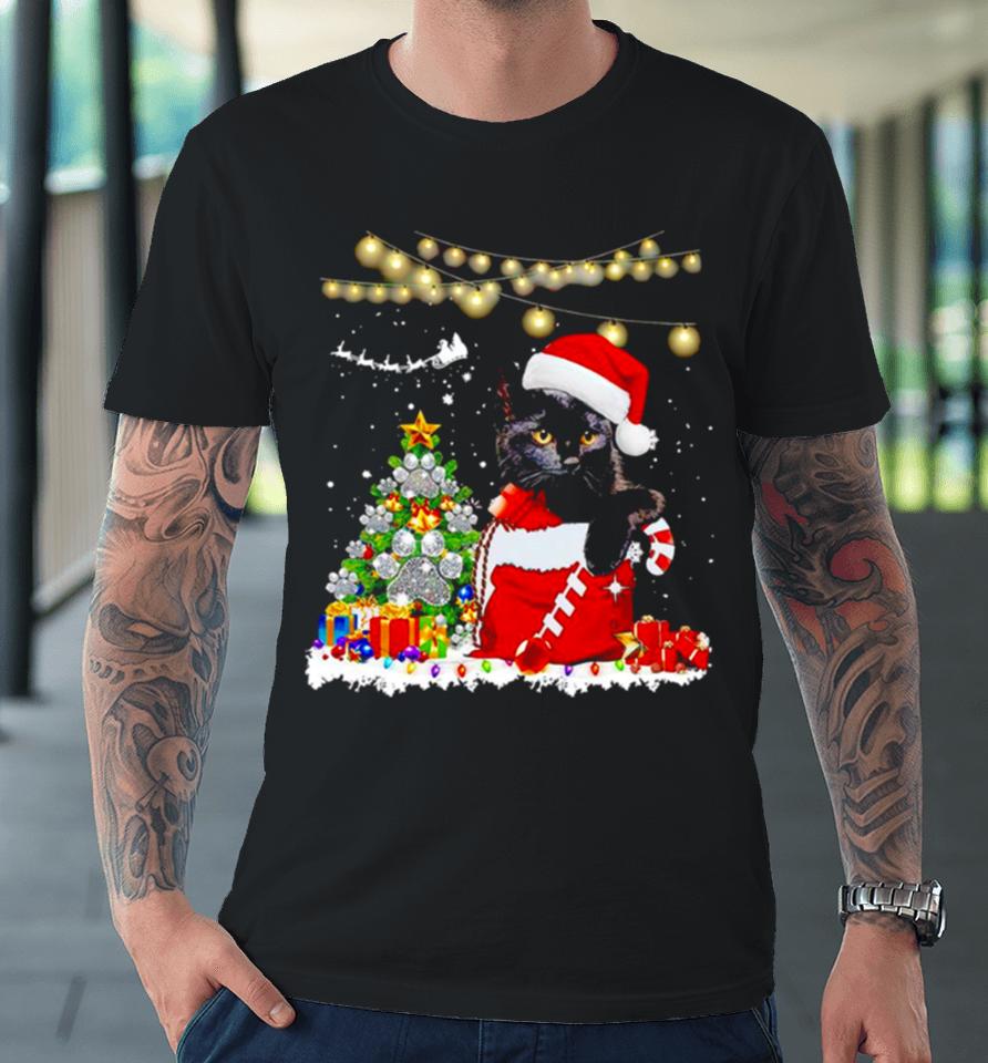 Black Cat In Christmas Sox Premium T-Shirt