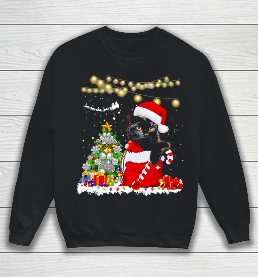 Black Cat In Christmas Sox Sweatshirt