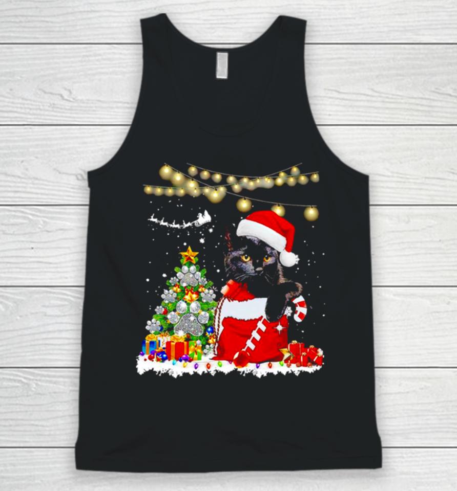 Black Cat In Christmas Sox Unisex Tank Top