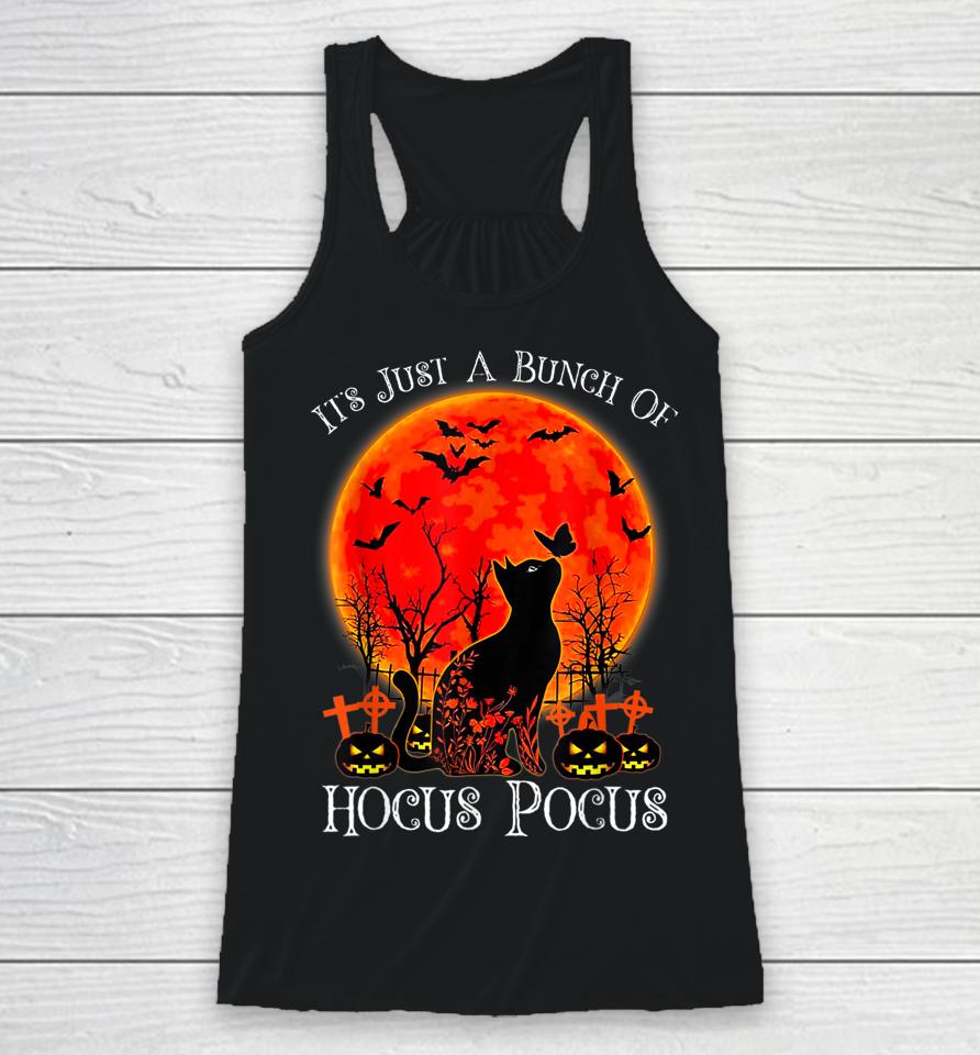 Black Cat Moon Funny Halloween Costume Bunch Of Hocus Pocus Racerback Tank