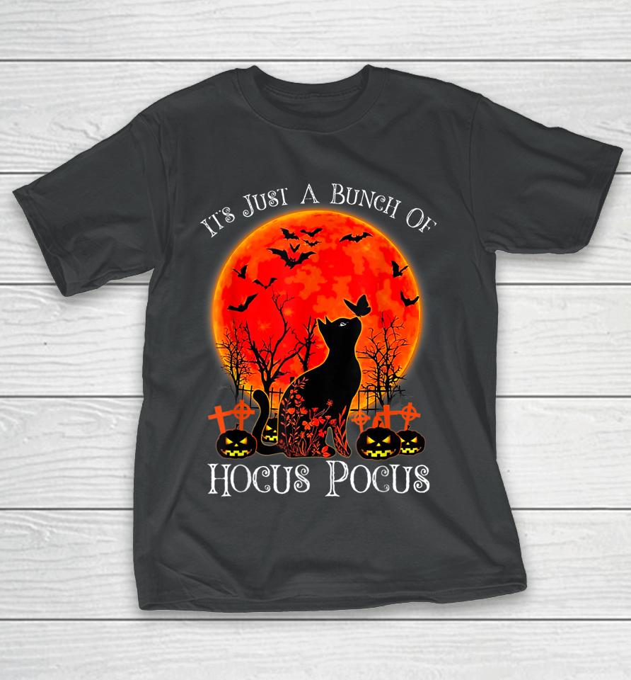 Black Cat Moon Funny Halloween Costume Bunch Of Hocus Pocus T-Shirt