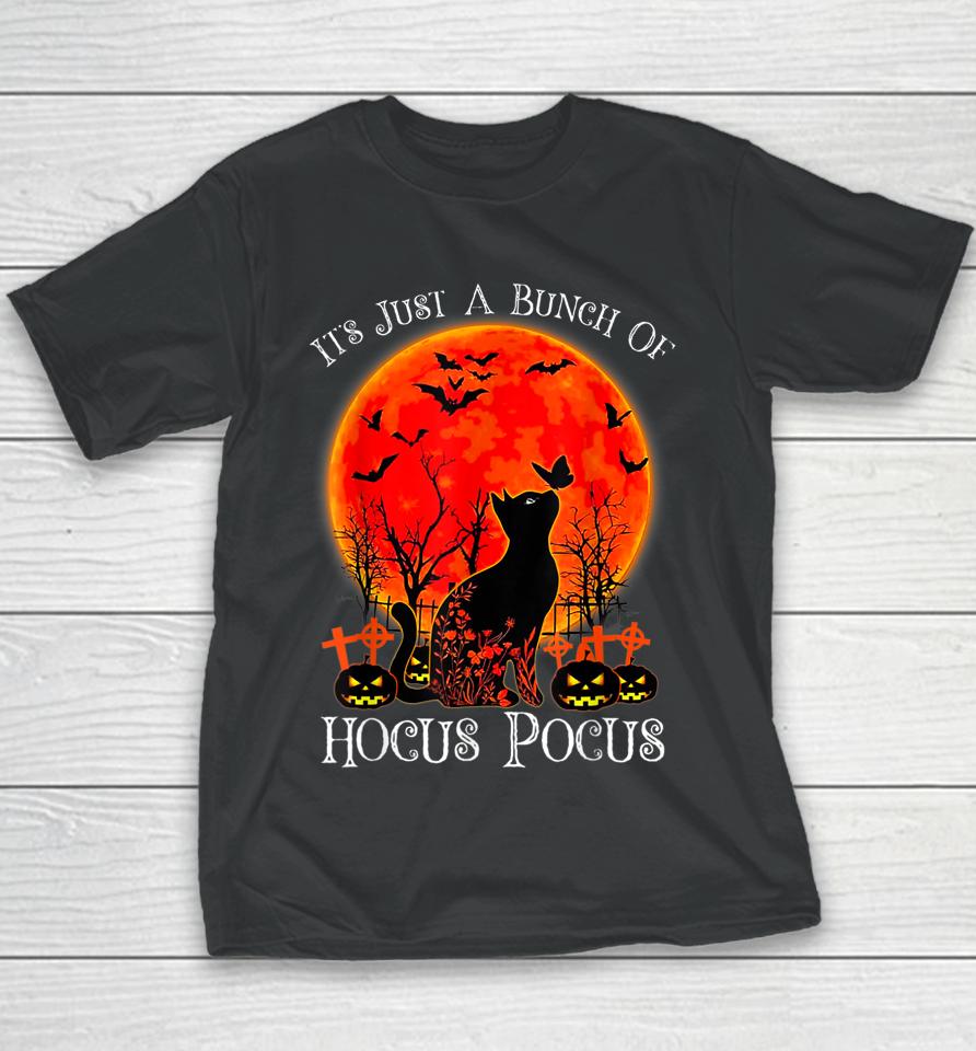 Black Cat Moon Funny Halloween Costume Bunch Of Hocus Pocus Youth T-Shirt