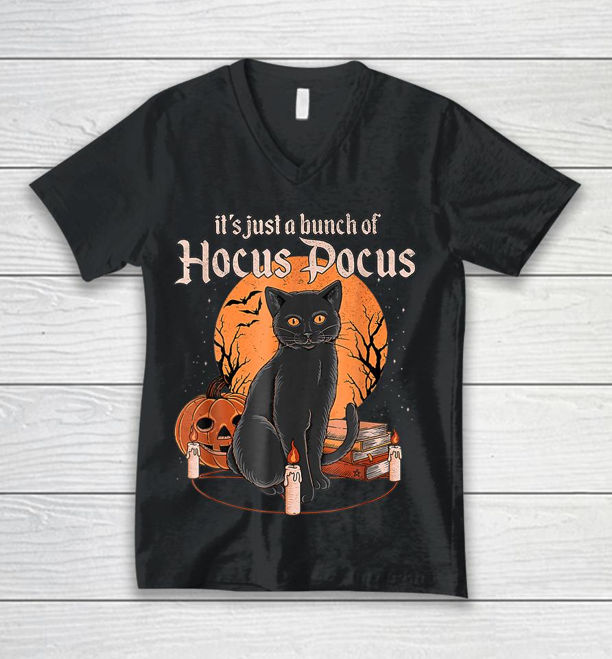 Black Cat Moon Funny Halloween Costume Bunch Of Hocus Pocus Unisex V-Neck T-Shirt
